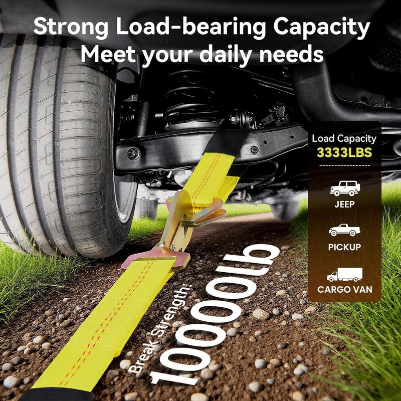 Bazeiona 2 PCS 2" x 36" Lifting Slings Straps Polyester Web Slings with D Rings - Lifting Slings 3,333 lbs, Working Load Limit 10,000 lbs Polyester Lifting Strap for Cars, SUVs, Trucks, Heavy Machinery - Image 2